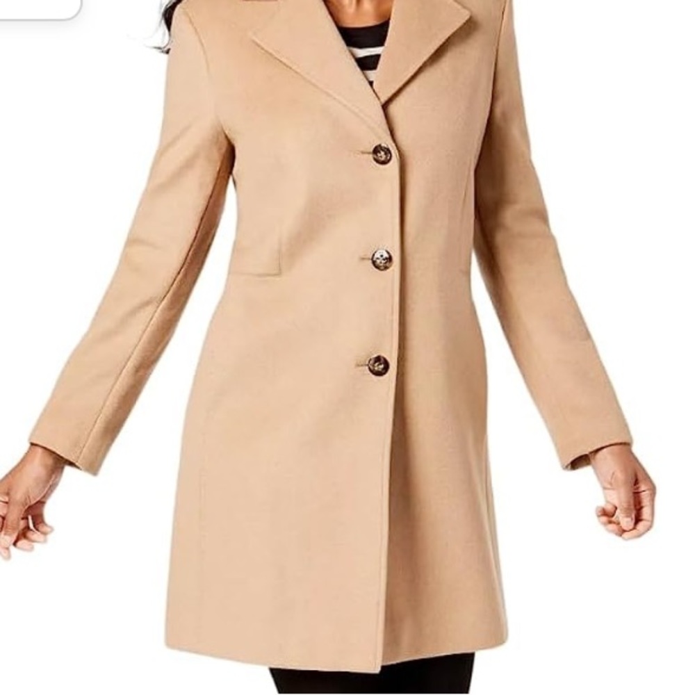 Calvin Klein Coat Camel coat Single Breasted Calvin Klein coat women’s size M - Picture 4 of 16